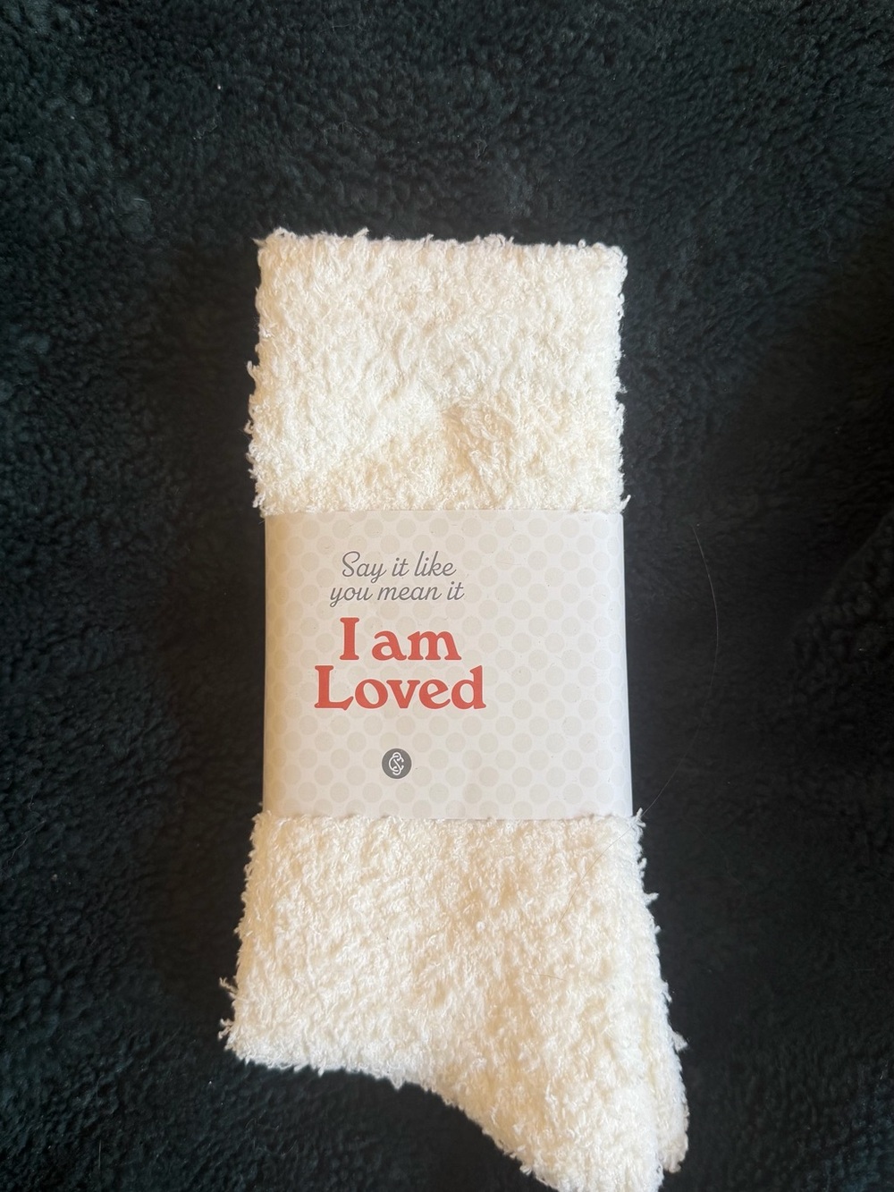 NWT I am Loved Cream Fuzzy Socks